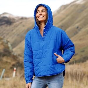 Bright Blue Hooded Quilted Jacket